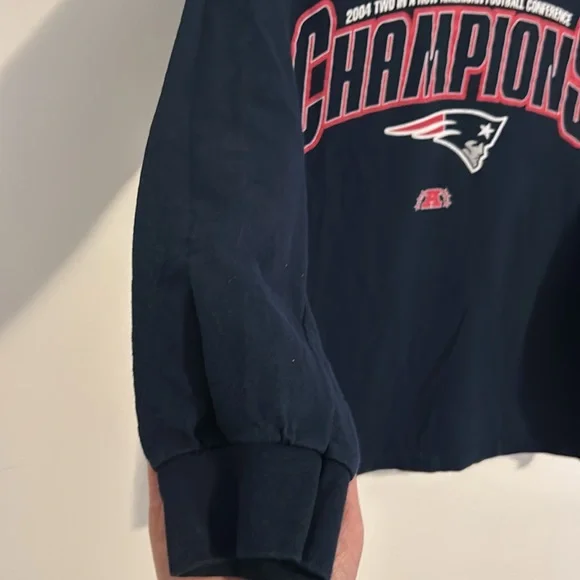 2004 Patriots AFC Championship Long sleeve Navy Blue Shirt. Y2K NFL Apparel Sz M - Picture 4 of 7